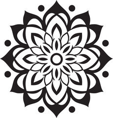 Zenith of Zen Vector Mandala Logo Featuring Elegant Black Pattern Wholeness Whisper Mandala Icon in Monochrome Black Vector