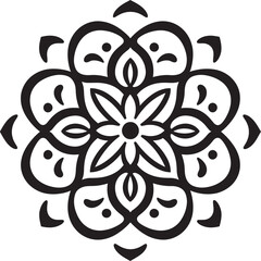 Infinite Intricacy Vector Black Logo Featuring Mandala Pattern Zen Essence Sleek Mandala Icon in Monochrome Vector