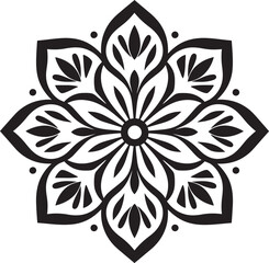 Fototapeta premium Sacred Geometry Symphony Black Emblem Showcasing Mandala Design in Vector Enchanting Elegance Monochrome Mandala Logo with Intricate Vector