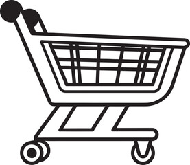 Basket Ballet Vector Logo Featuring Shopping Trolley Design Dance Sleek Shopping Symphony Elegant Black Trolley Icon in Vector Logo