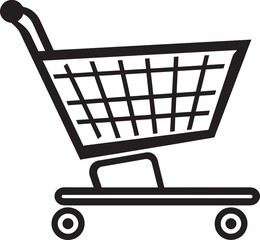 Sleek Shopping Symphony Elegant Black Trolley Icon in Vector Logo Cartographic Charm Vector Black Emblem Featuring Shopping Trolley Design