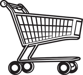 Cartographic Charm Vector Black Emblem Featuring Shopping Trolley Design Elegant Cartography Vector Black Logo with Shopping Trolley Icon in Elegance