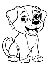 Simple Coloring Page of a Puppy