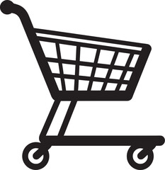 Cart Couture Sleek Black Shopping Trolley Icon in Vector Retail Royalty Monochromatic Icon Depicting Black Shopping Trolley in Vector