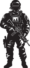 Special Ops Sovereignty Sleek SWAT Police Insignia in Black Vector Logo Strikeforce Sentinel Monochromatic SWAT Police Logo Design in Vector