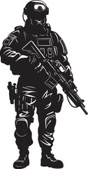 Silent Protectors Black Emblem Depicting SWAT Police Design in Vector Shadow Guardians Monochromatic Icon of Sleek SWAT Police Insignia in Vector