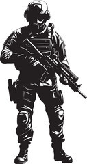 Rapid Response Icons Sleek Black Logo for SWAT Police Authority in Vector Tactical Triumph Monochromatic Icon of Sleek SWAT Police Insignia in Vector