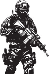 Tactical Resilience Monochrome SWAT Police Emblem in Sleek Vector Elite Enforcers Elegant Vector Emblem Featuring Black SWAT Police Design