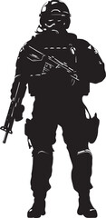 Strikeforce Sentinel Monochromatic SWAT Police Logo Design in Vector Shielded Vigilance Vector Black Logo Showcasing SWAT Police Authority