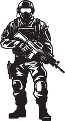 Shadow Guardians Monochromatic Icon of Sleek SWAT Police Insignia in Vector Rapid Response Icons Vector Black Logo Design for SWAT Police Authority