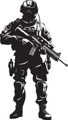 Fototapeta premium Stealth Guardians Vector Black Logo Design for SWAT Police Authority Tactical Resilience Monochrome SWAT Police Emblem in Sleek Vector