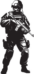 Special Ops Sovereignty Monochrome SWAT Police Logo Design in Vector Strikeforce Sentinel Vector Black Logo Featuring SWAT Police Design in Elegant Style