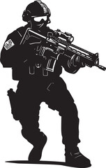 Special Ops Sovereignty Sleek SWAT Police Insignia in Black Vector Logo Strikeforce Sentinel Monochromatic SWAT Police Logo Design in Vector