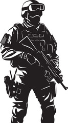 Special Ops Sovereignty Monochrome SWAT Police Logo Design in Vector Strikeforce Sentinel Vector Black Logo Featuring SWAT Police Design in Elegant Style