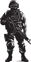 Rapid Response Icons Sleek Black Logo for SWAT Police Authority in Vector Tactical Triumph Monochromatic Icon of Sleek SWAT Police Insignia in Vector