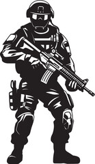 Obraz premium Stealth Guardians Vector Black Logo Design for SWAT Police Authority Tactical Resilience Monochrome SWAT Police Emblem in Sleek Vector