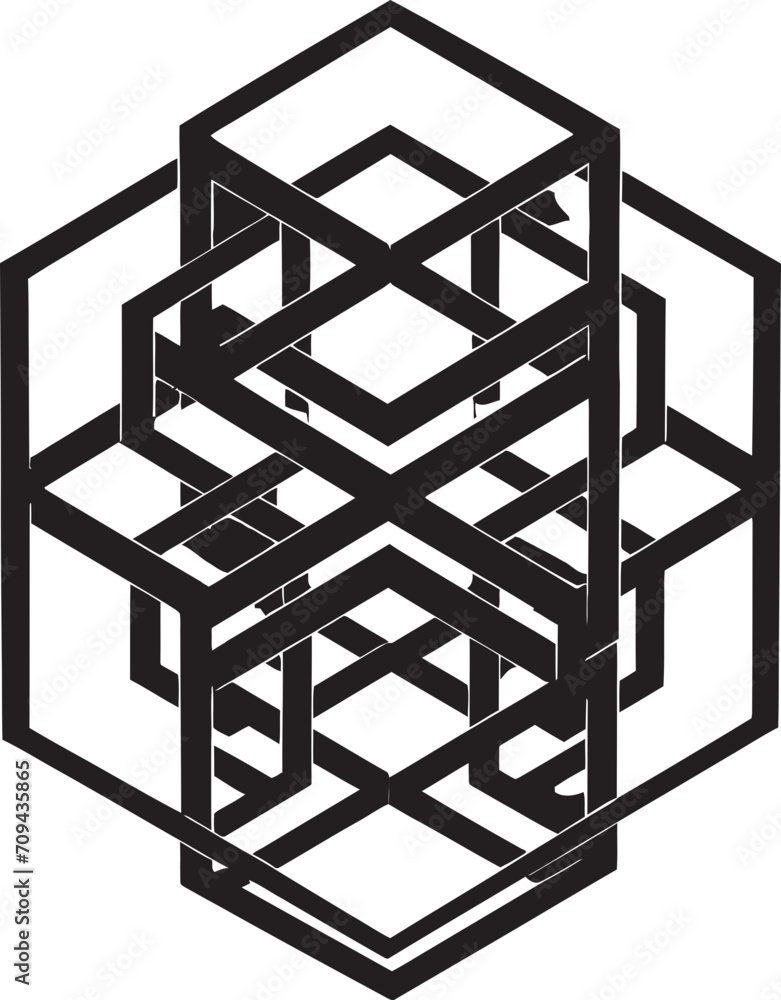 Fototapete geometric zenith abstract black vector logo design with dynamic shapes ethereal equilibrium sleek bl