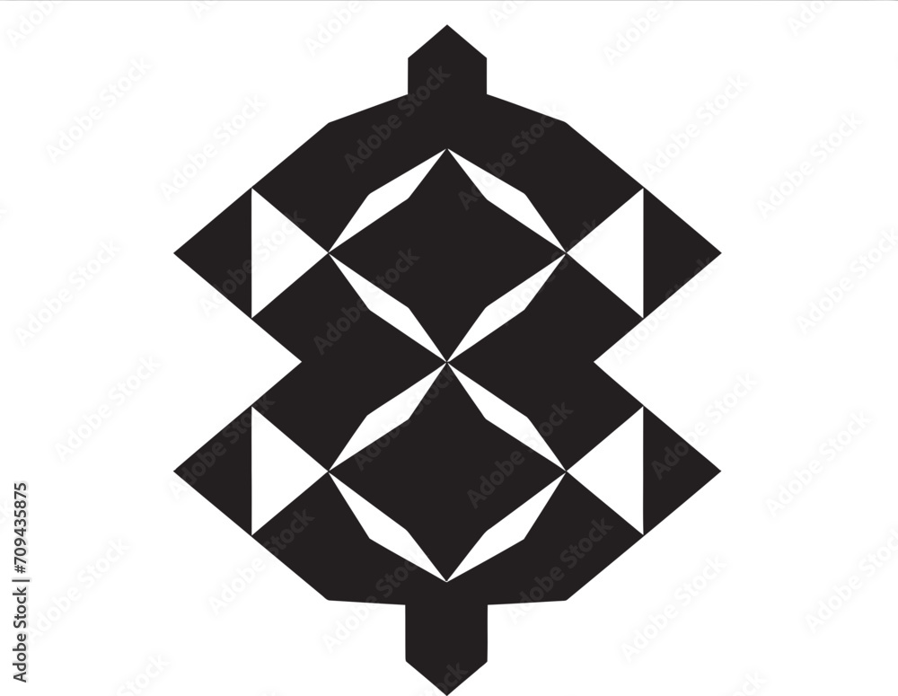 Fototapete shape fusion vector logo design with elegant black abstract geometric elements quantum contours mono
