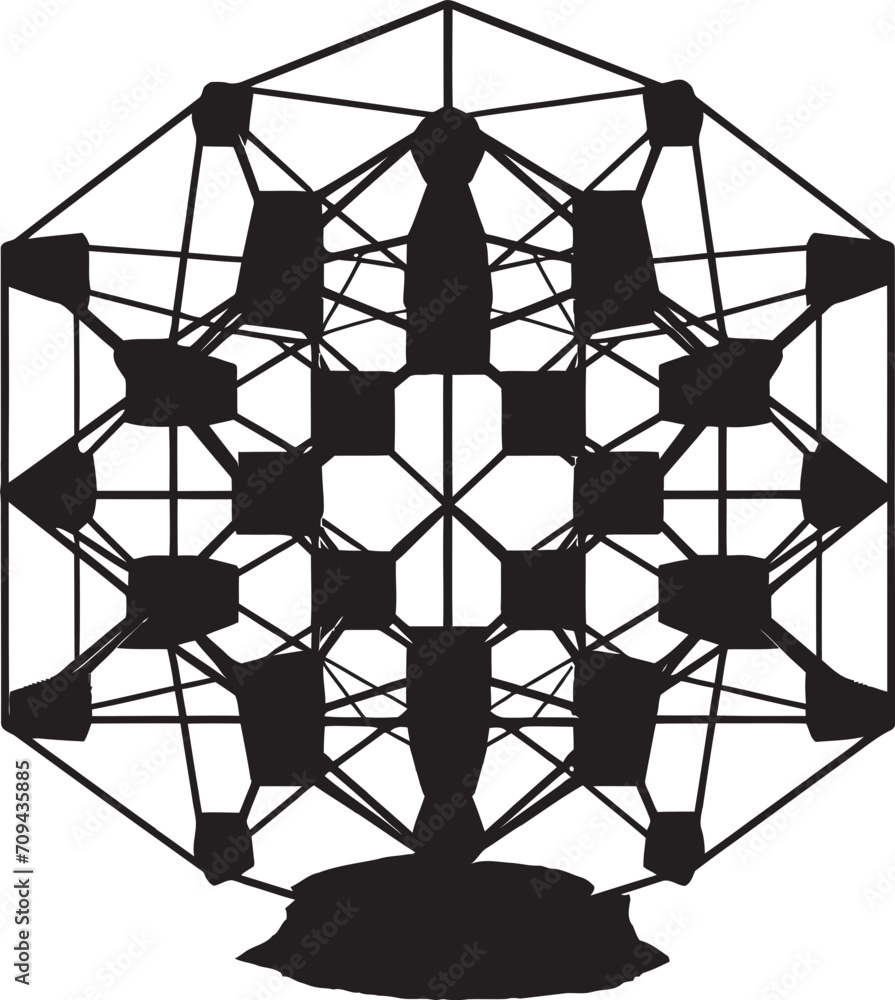 Fototapete quantum contours black icon featuring abstract geometric shapes in vector abstract matrix sleek vect