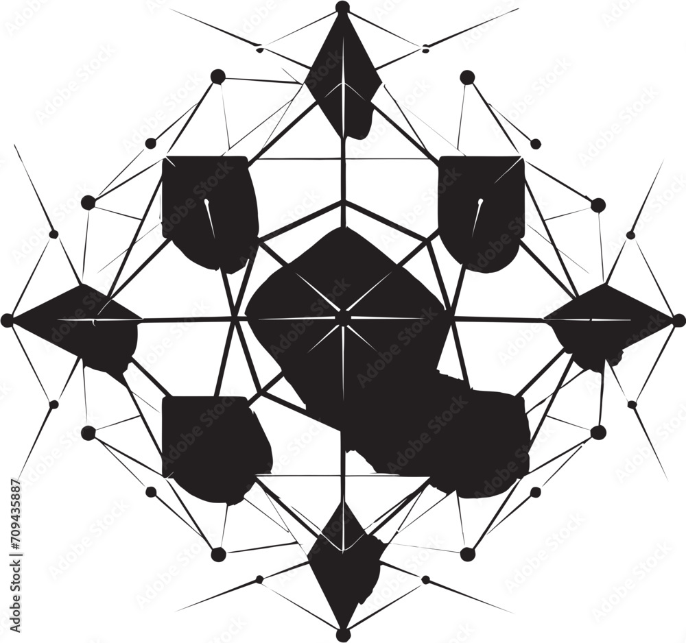 Fototapete infinite angles sleek vector logo design featuring black abstract geometric patterns mystic geometry