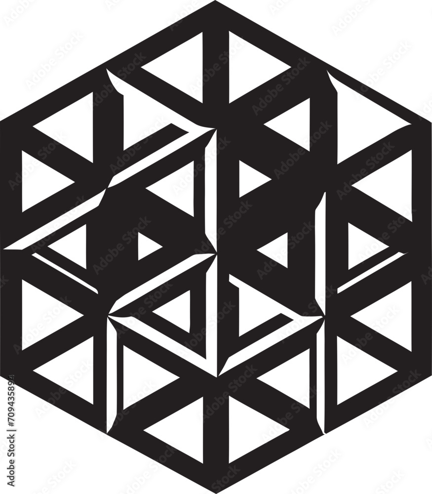 Fototapete mystic geometry abstract black emblem with intricate vector geometric elements ephemeral lines monoc
