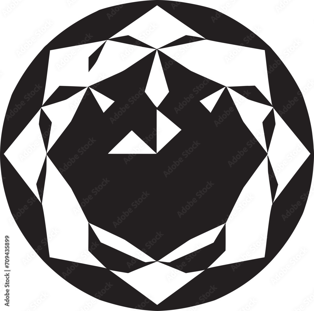 Fototapete astral symmetry vector logo design with elegant black abstract geometric patterns quantum contours b