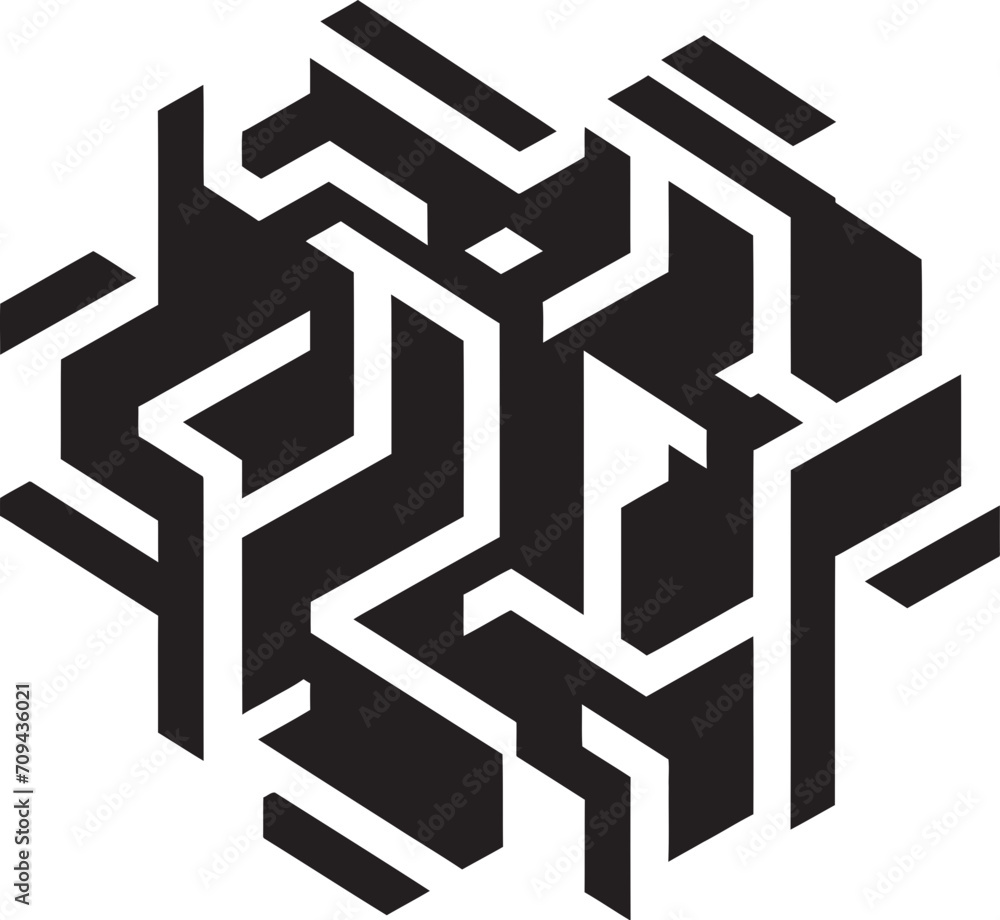 Fototapete dimensional harmony vector logo with elegant black abstract geometric forms dynamic symmetry black i