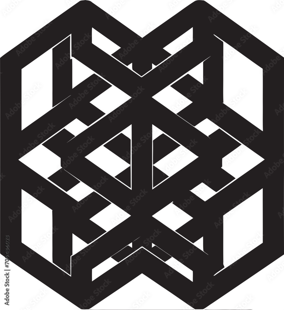Fototapete shape fusion vector logo design with abstract black geometric patterns quantum contours sleek emblem
