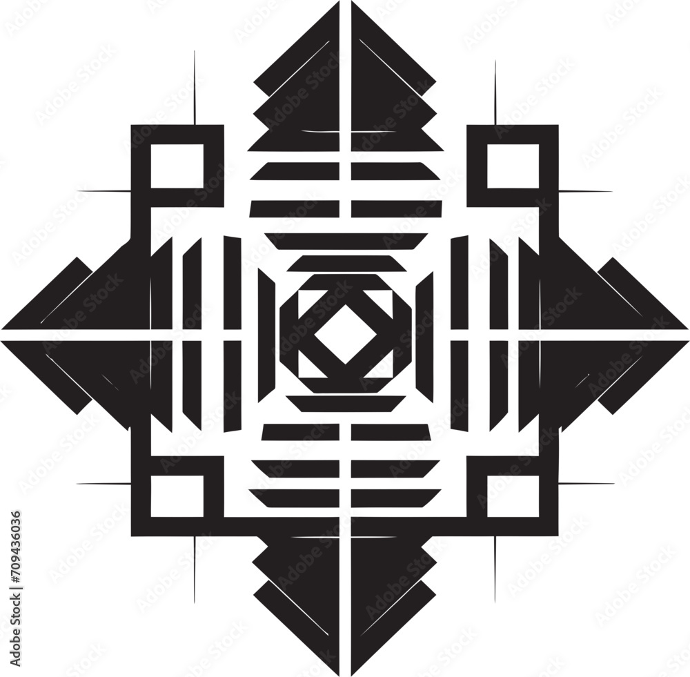 Fototapete quantum contours sleek emblem showcasing abstract geometric shapes in vector abstract elegance black