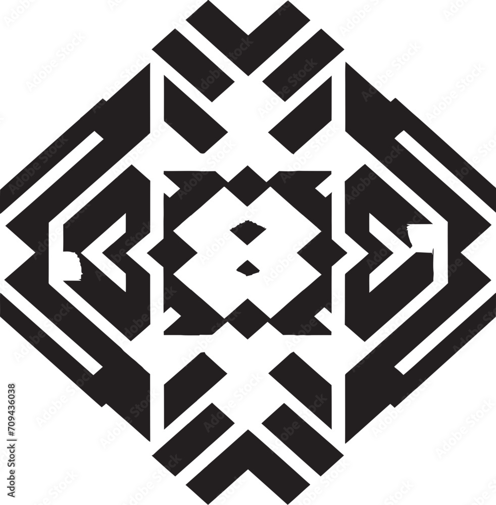 Fototapete astral symmetry vector logo with sleek black abstract geometric patterns quantum contours elegant ic