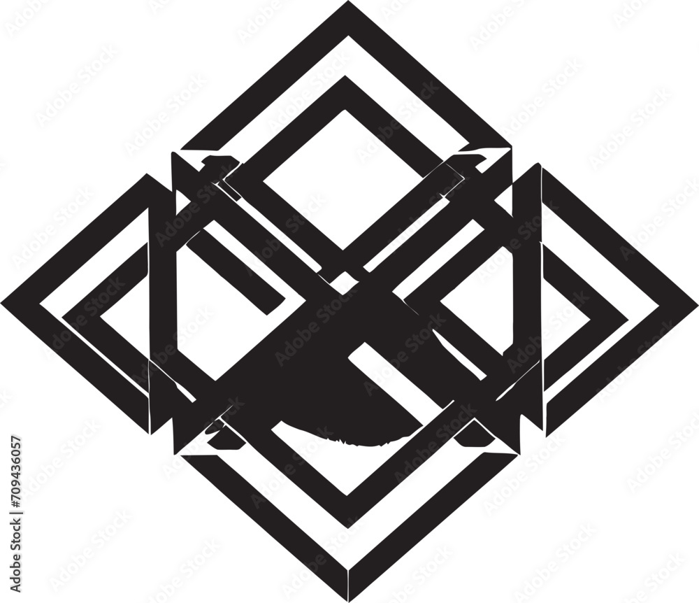 Fototapete quantum contours sleek emblem showcasing abstract geometric shapes in vector abstract elegance black