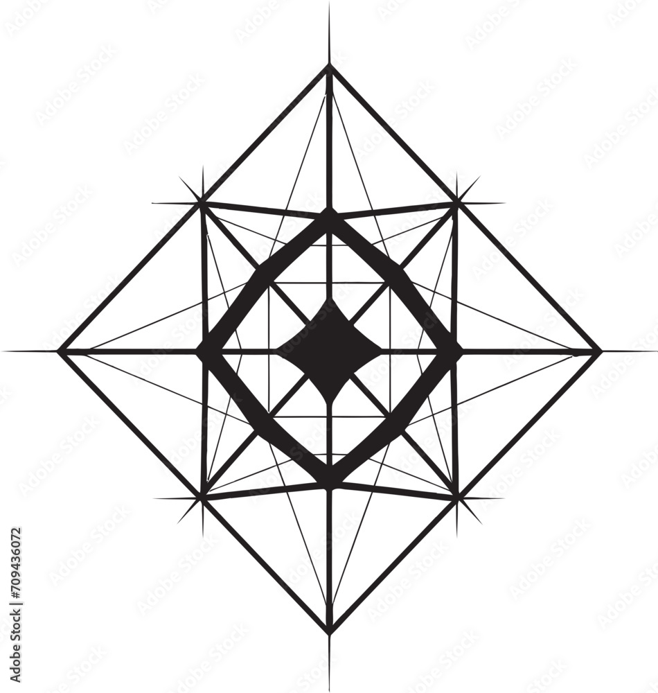 Fototapete ephemeral lines abstract black logo design with vector geometric elements astral symmetry vector log