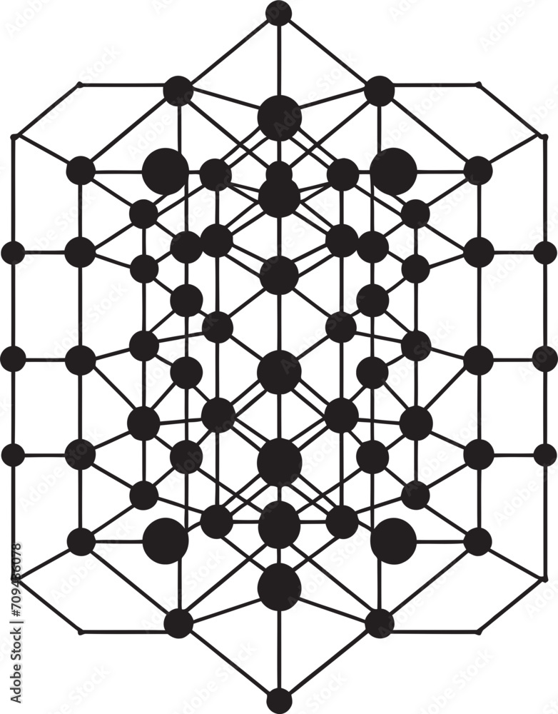 Fototapete shape fusion abstract vector logo design with monochromatic black geometric forms quantum contours s