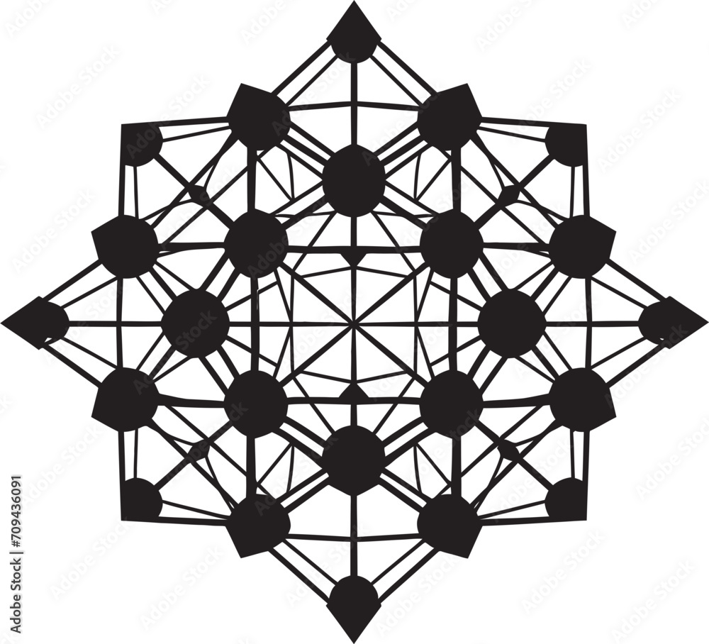Fototapete ethereal equilibrium black emblem depicting abstract geometric design in vector dimensional harmony 