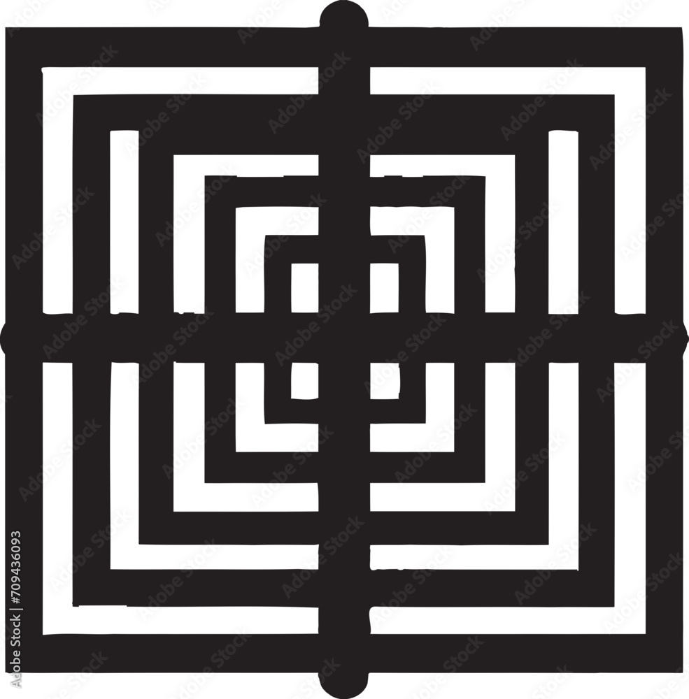 Fototapete astral symmetry vector logo with sleek black abstract geometric patterns quantum contours elegant ic