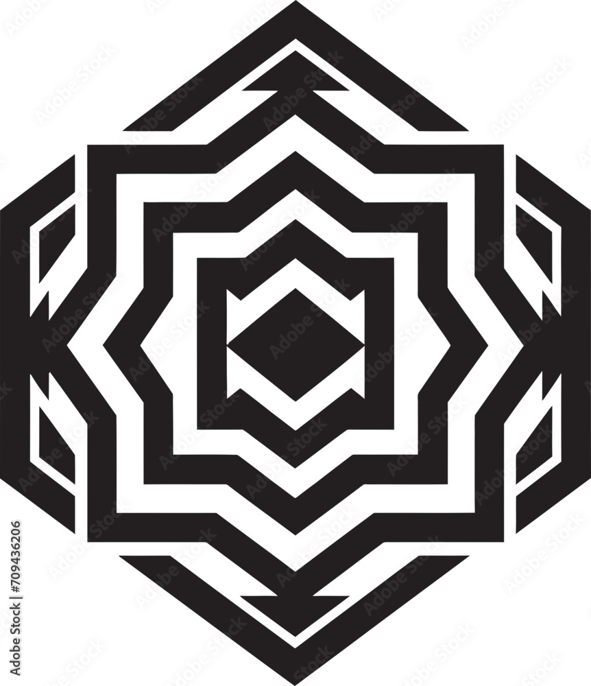 Fototapete mystic geometry monochromatic emblem with abstract black geometric design in vector ephemeral lines 