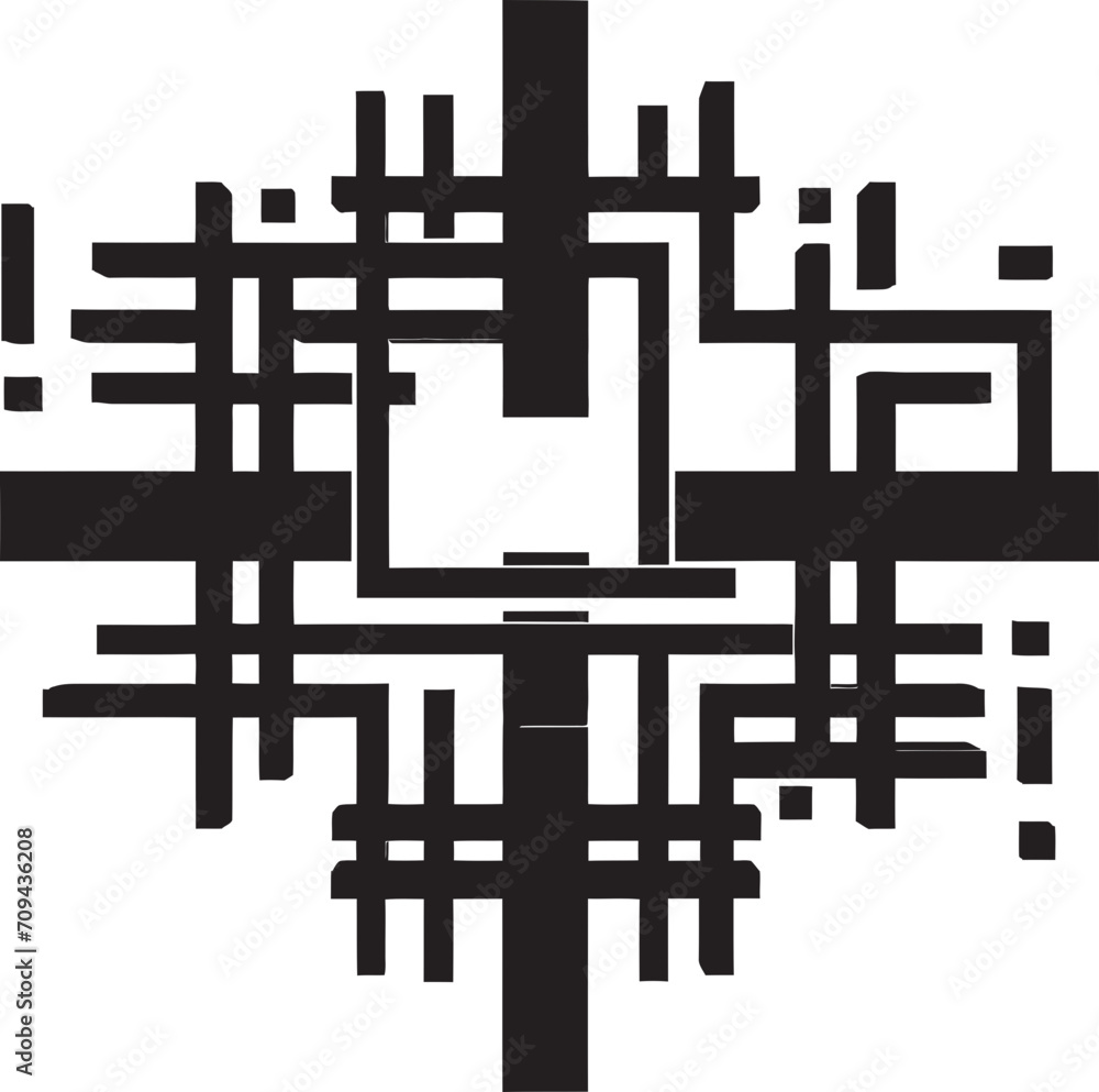 Fototapete abstract enigma mystic black emblem with vector geometric elements astral fusion monochromatic vecto