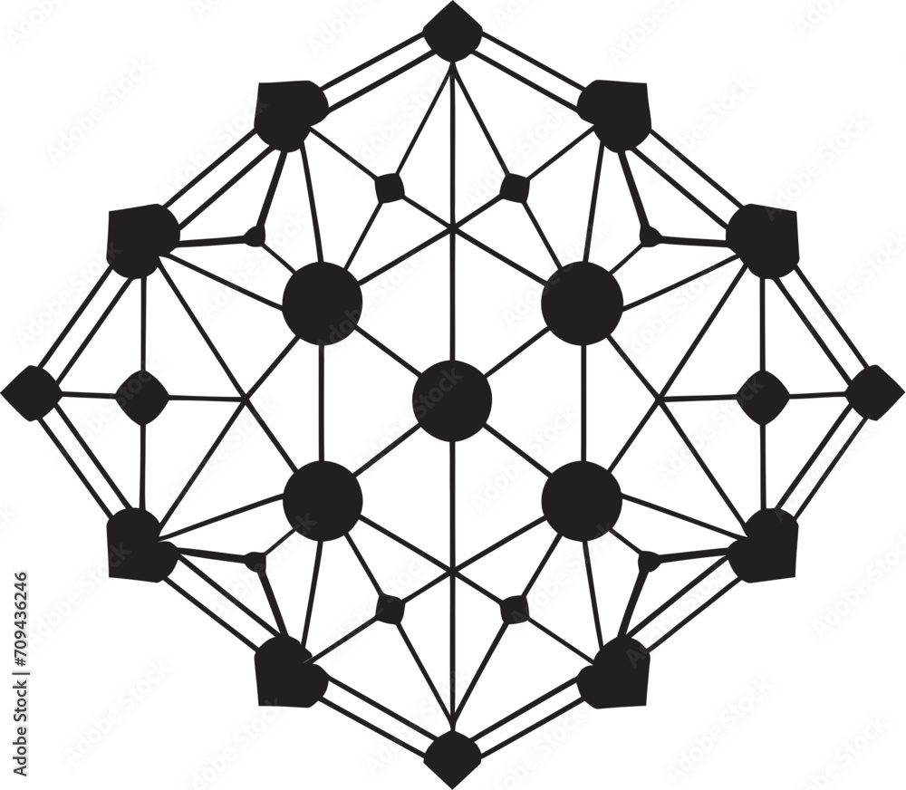 Fototapete shape symphony monochrome emblem of abstract geometric forms in vector quantum matrix elegant black 