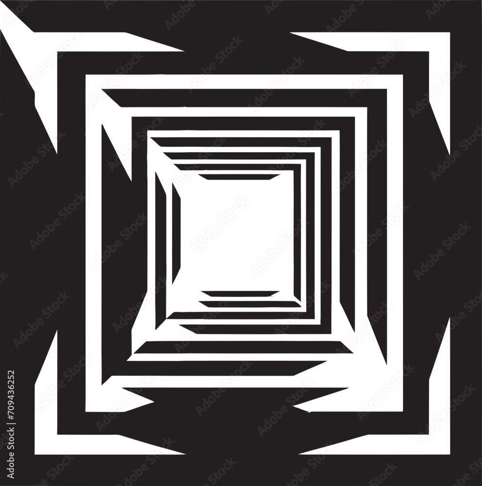 Fototapete ethereal harmony mystic black emblem with vector geometric elements infinite abstraction monochromat