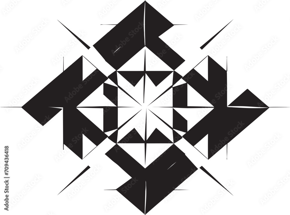 Fototapete shape fusion vector logo design with elegant black abstract geometric forms quantum contours monochr