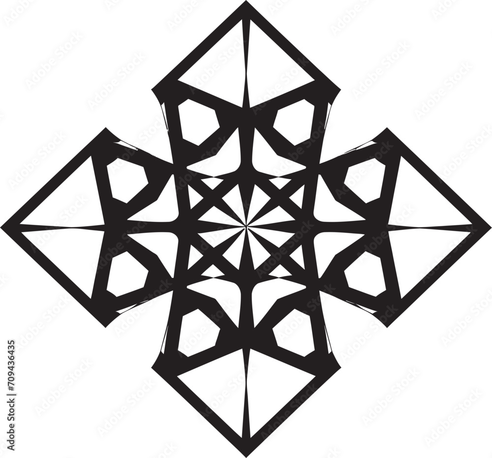 Fototapete dimensional harmony vector logo with elegant black abstract geometric forms dynamic symmetry monochr