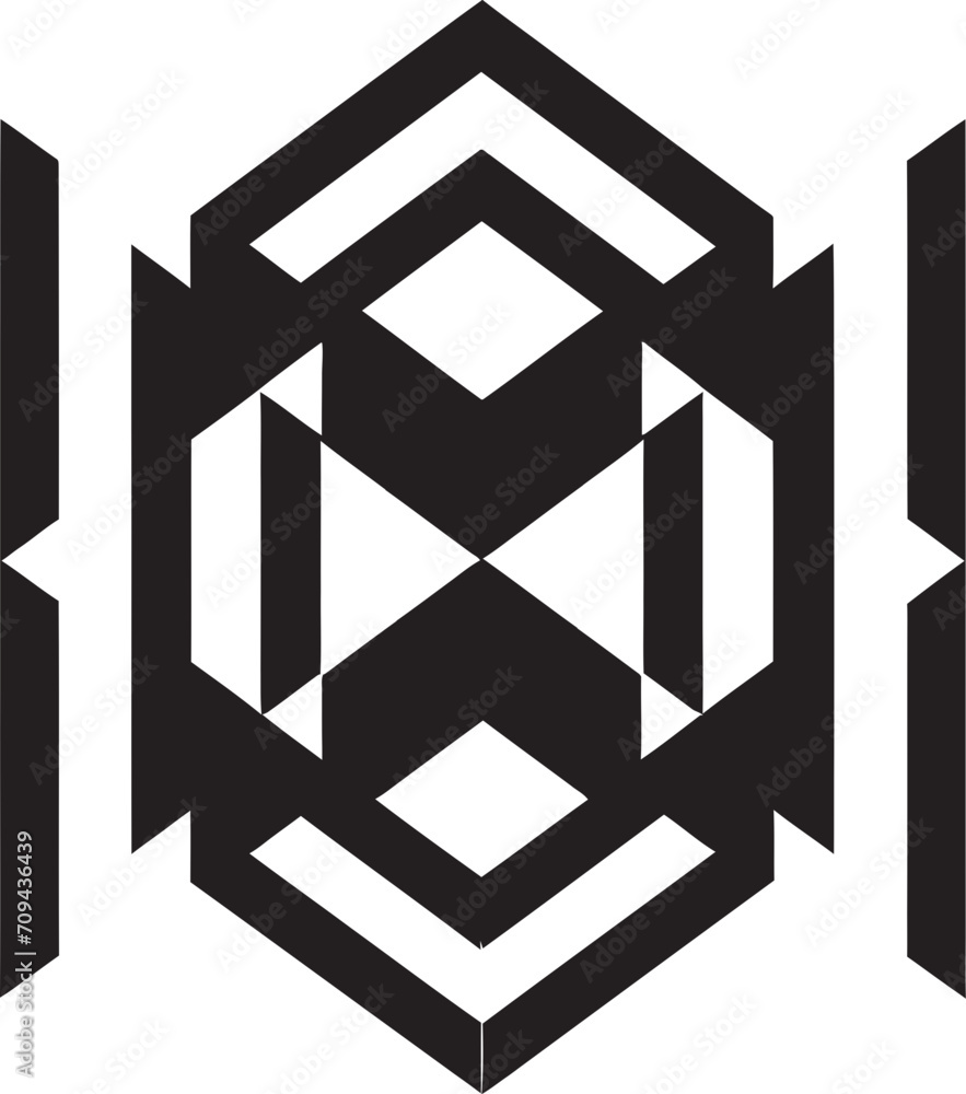 Fototapete abstract elegance black icon with vector logo and abstract geometric forms infinite angles elegant v