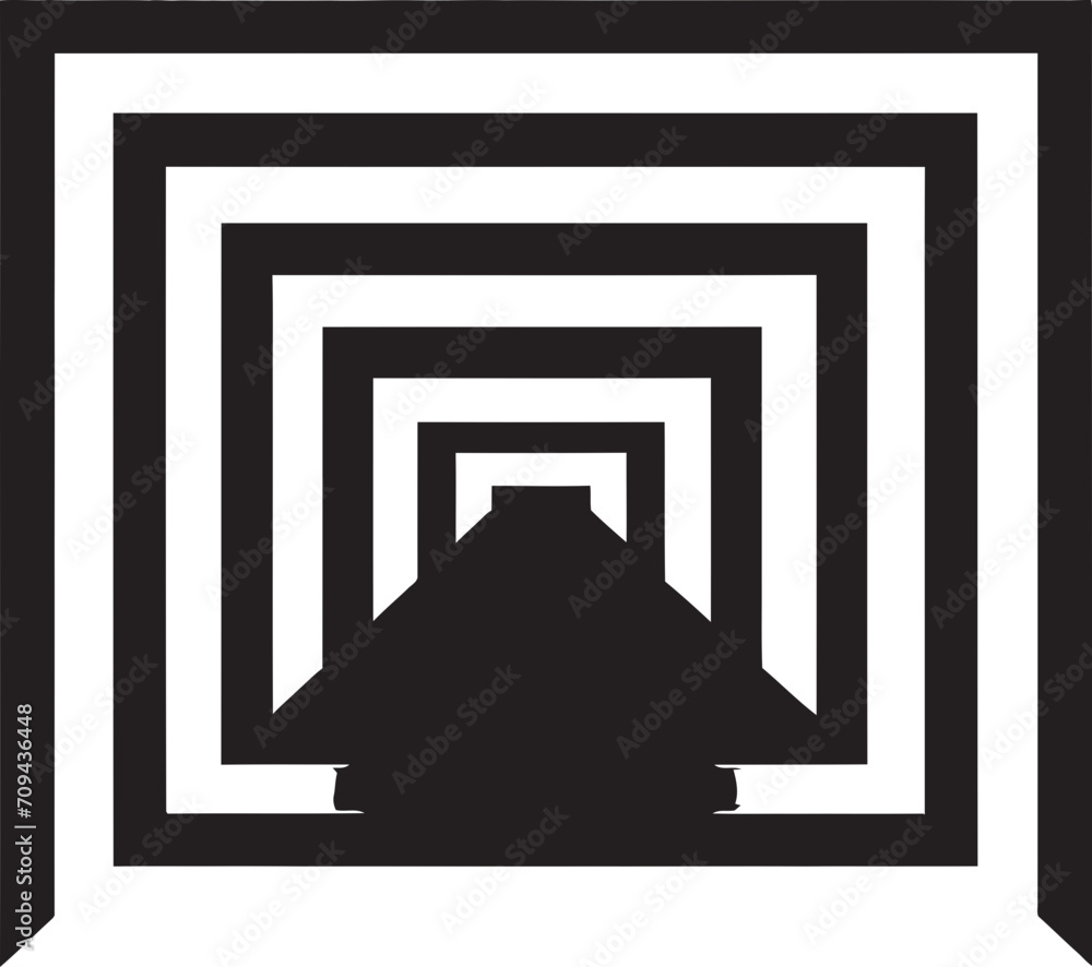 Fototapete quantum contours monochrome vector logo with abstract geometric shape abstract elegance black icon d
