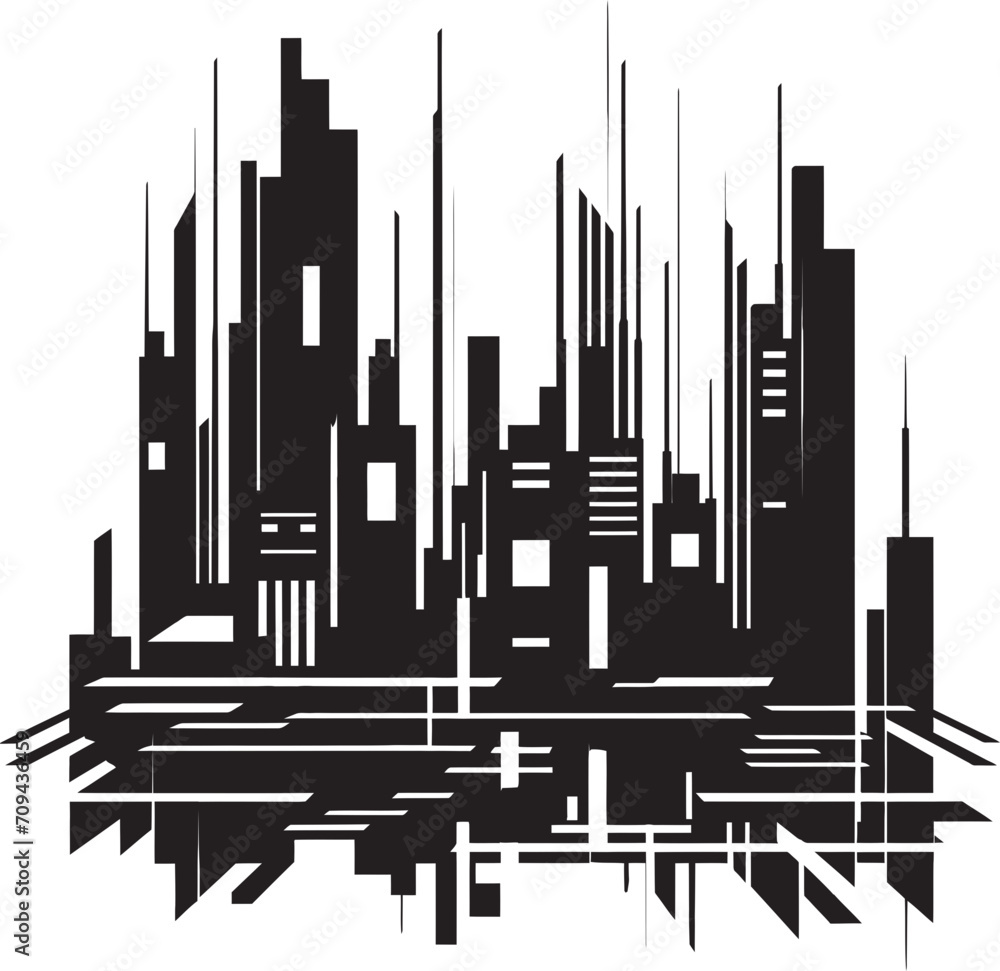Fototapete ephemeral lines abstract black logo design with vector geometric elements astral symmetry vector log