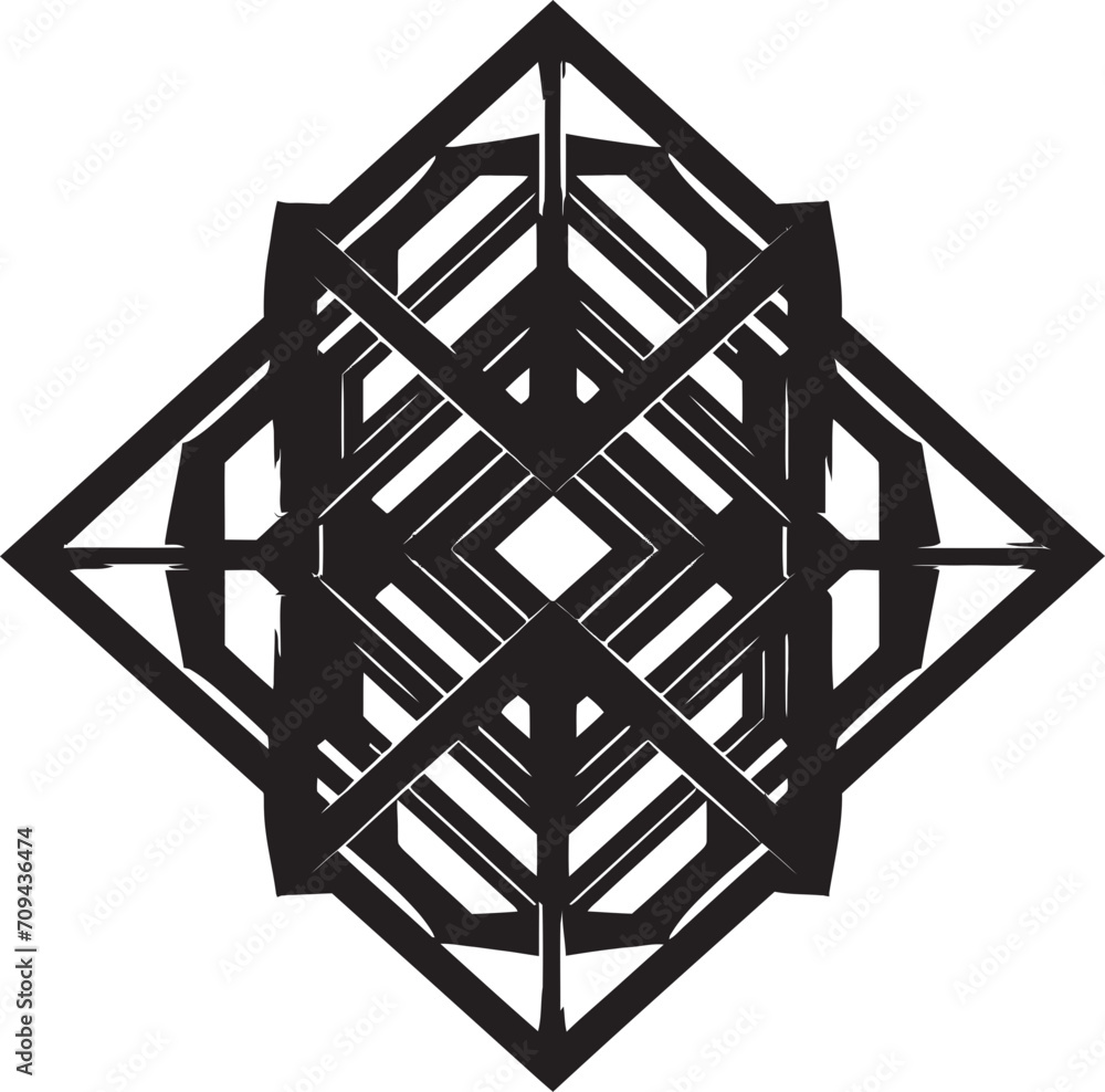 Fototapete quantum contours monochrome vector logo with abstract geometric shape abstract elegance black icon d