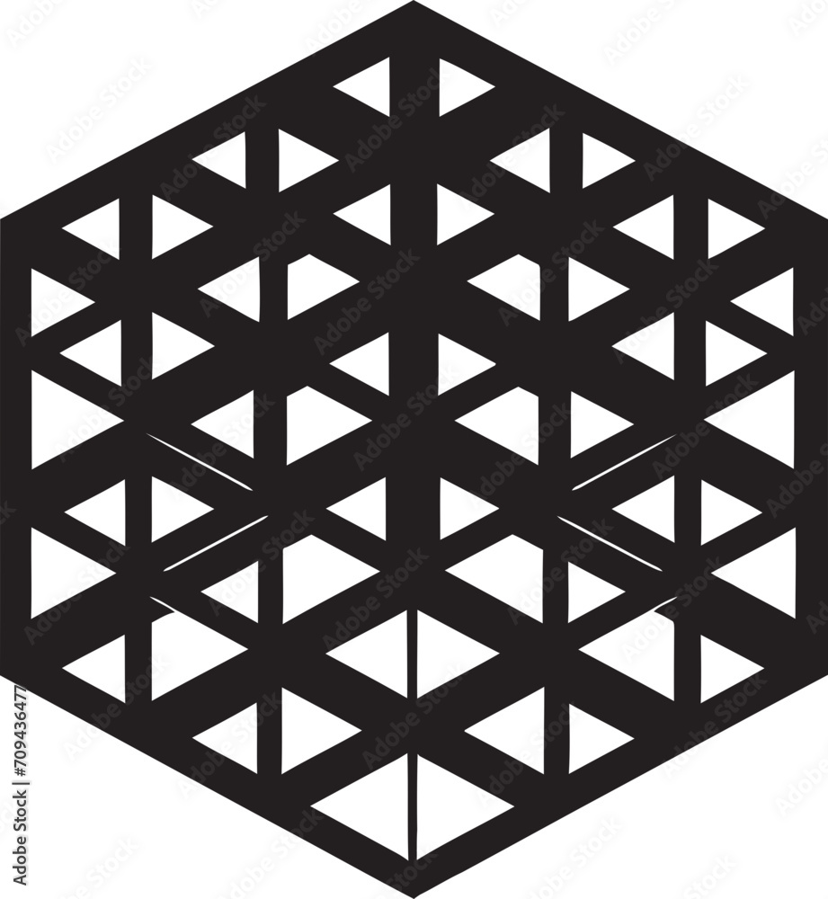 Fototapete mystic geometry abstract black logo with vector geometric elements ephemeral lines monochromatic emb