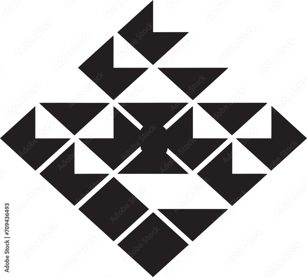 Fototapete geometric zenith sleek vector logo with abstract black dynamic shapes ethereal equilibrium monochrom