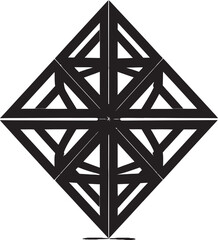 Ethereal Equilibrium Sleek Black Logo featuring Abstract Geometric Forms in Vector Dimensional Harmony Monochromatic Icon of Abstract Geometric Shapes in Vector