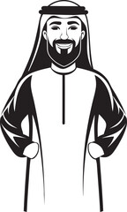 Regal Profile Monochromatic Vector Logo Featuring Arabic Man in Black Cultural Sovereignty Sleek Icon Showcasing Arabic Man Logo Design in Vector