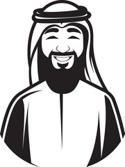 Regal Presence Monochromatic Emblem Featuring Arabic Man in Vector Mystic Harmony Black Vector Logo Design with Arabic Man Silhouette